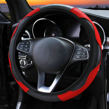 Car Steering Wheel Cover Breathable PU Leather Wheel Cover Auto Decoration Carbon Fiber Steering Wheel Cover Cubre Volante Auto