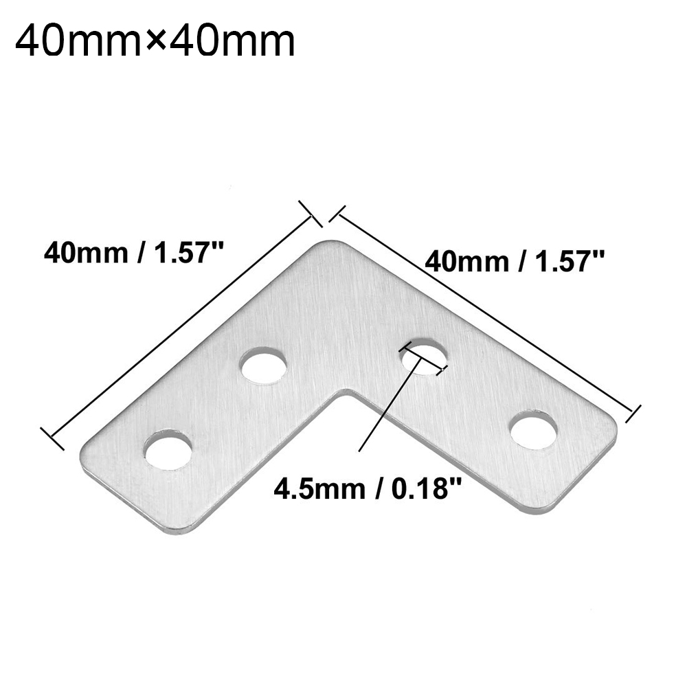 4Pcs Stainless Steel Angle Plate Corner Brace 40/50/60/80mm L Shaped Flat Fixing Mending Repair Plates Brackets Repair Bracket