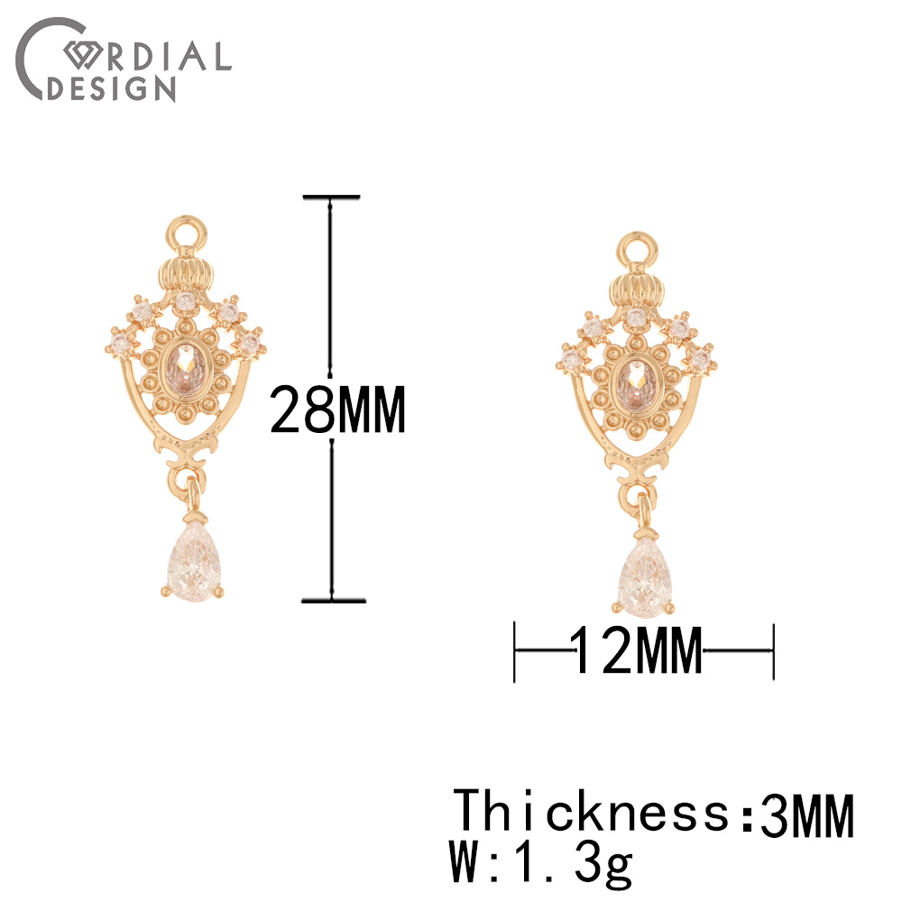 Cordial Design 50Pcs 12*28MM Earrings Accessories/Hand Made/Charms/DIY/Drop Shape/CZ Pendant/Jewelry Findings & Components
