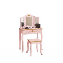 Kids Vanity Table With Chair And 3 Mirrors