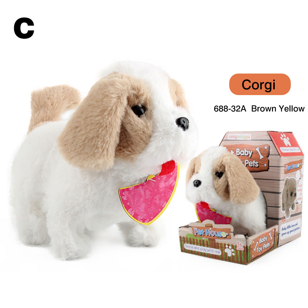 Electric Interactive Toy Soft Plush Walking Realistic Teddy Dog Lucky Barking Funny Simulation Moving Appease Children Boy Girls