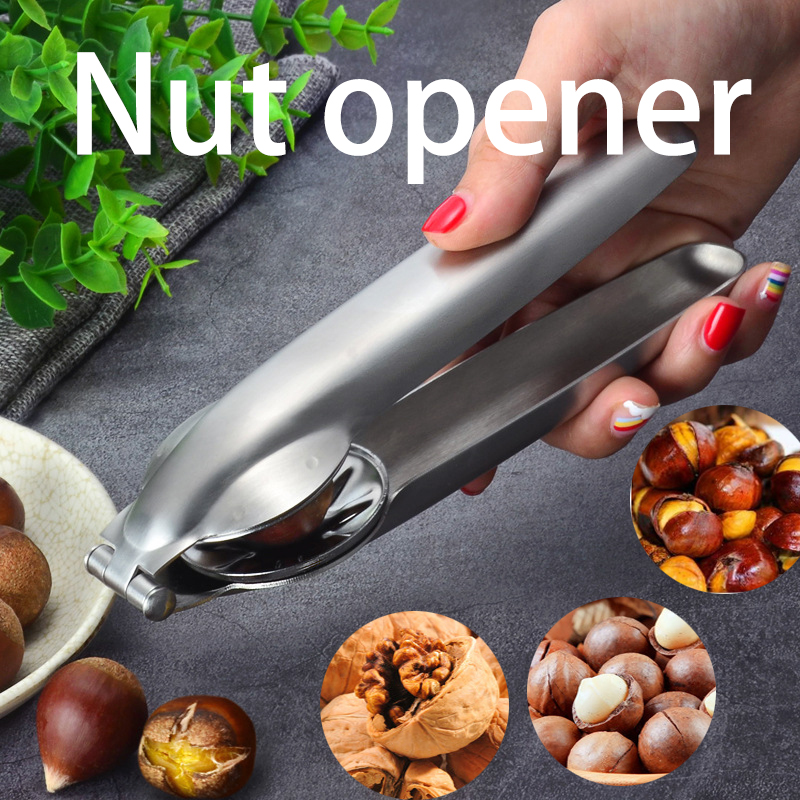 2 in 1 Stainless Steel Quick Nuts Cracker Kitchen Tools Chestnut Clip Walnut Pliers Metal Sheller Nut Opener Cutter Gadgets