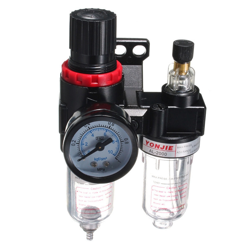 G1/4" In line Air Compressor Filter Regulator Gauge Trap oil/Water Filter Air Separator Pressure Regulator Airbrush Compressor