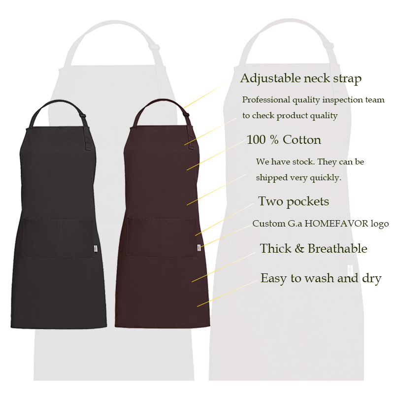 Kitchen Apron 100% Cotton Hairdresser Chef Cooking Aprons For Women Men With Pockets And Adjustable Neck Straps