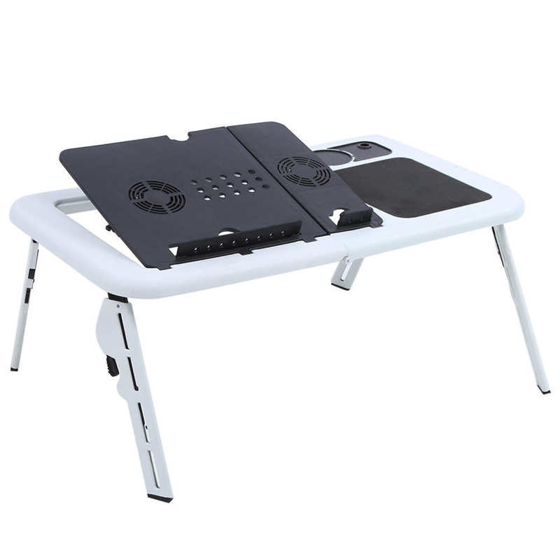 Folding Portable Laptop Notebook PC Computer Desk Adjustable Car Bed Sofa Desk Stand Table Cooling Fan Tray Computer Table