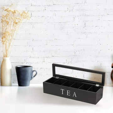 Wood Tea Box Organizer Container Wooden Storage Compartments Cabinets Retro Coffee Tea Candies Bag Holder Organizer For Kitchen