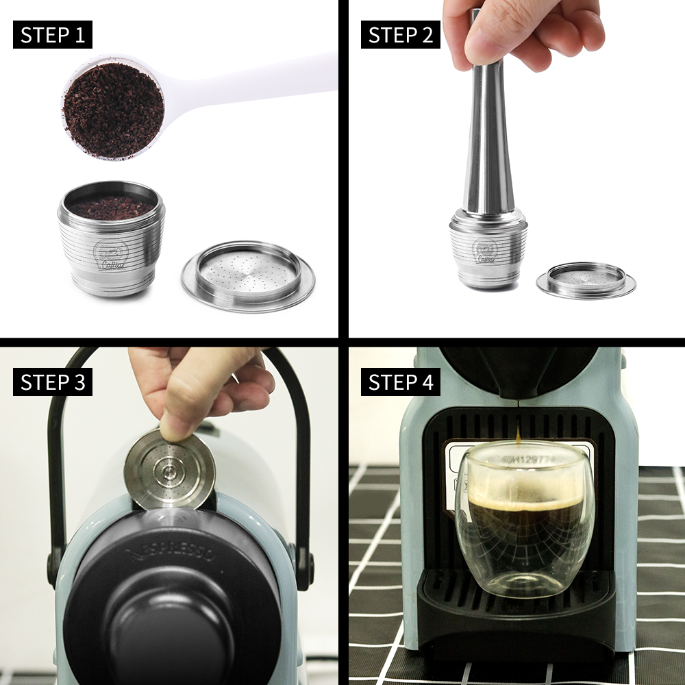 Reusable Capsule Food-Grade Stainless Steel Coffee Compatible For Nespresso Coffee Machine Original Line With Dosing Ring