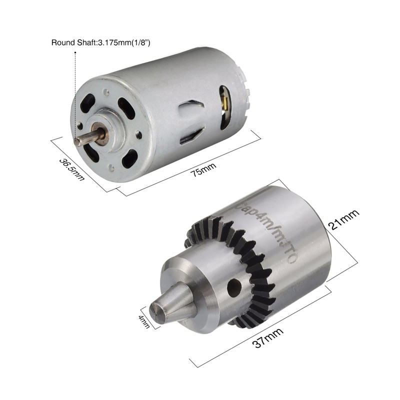 DC 12-24V Lathe Press 555 Ball Bearing Motor with Drill Chuck and Mounting Bracket Gear Motor