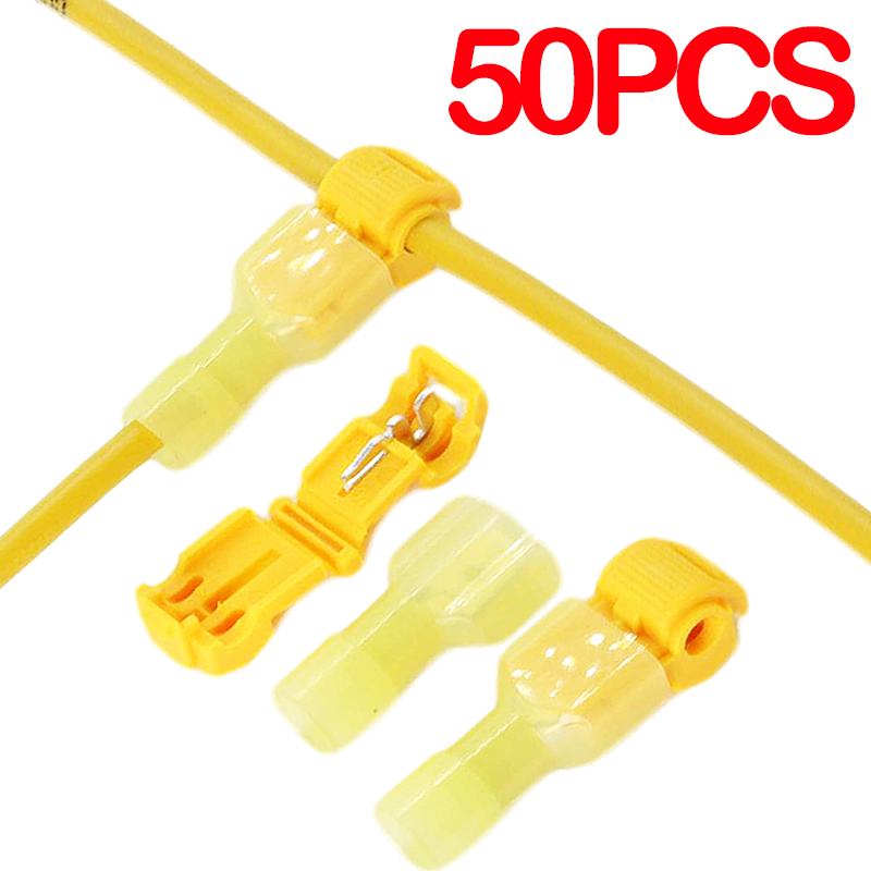 50/40PCS Wire Cable Connectors Terminals Crimp Terminal Scotch Lock Quick Splice 12-10AWG Electrical Car Audio Kit Tool Set