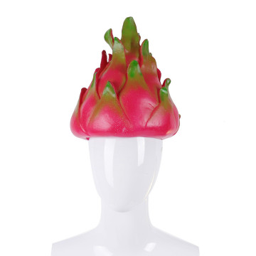 Halloween 3D Red Fresh Dragon Fruit Costume Realistic Cosplay Props Funny Novelty Top Carnival Party Hat