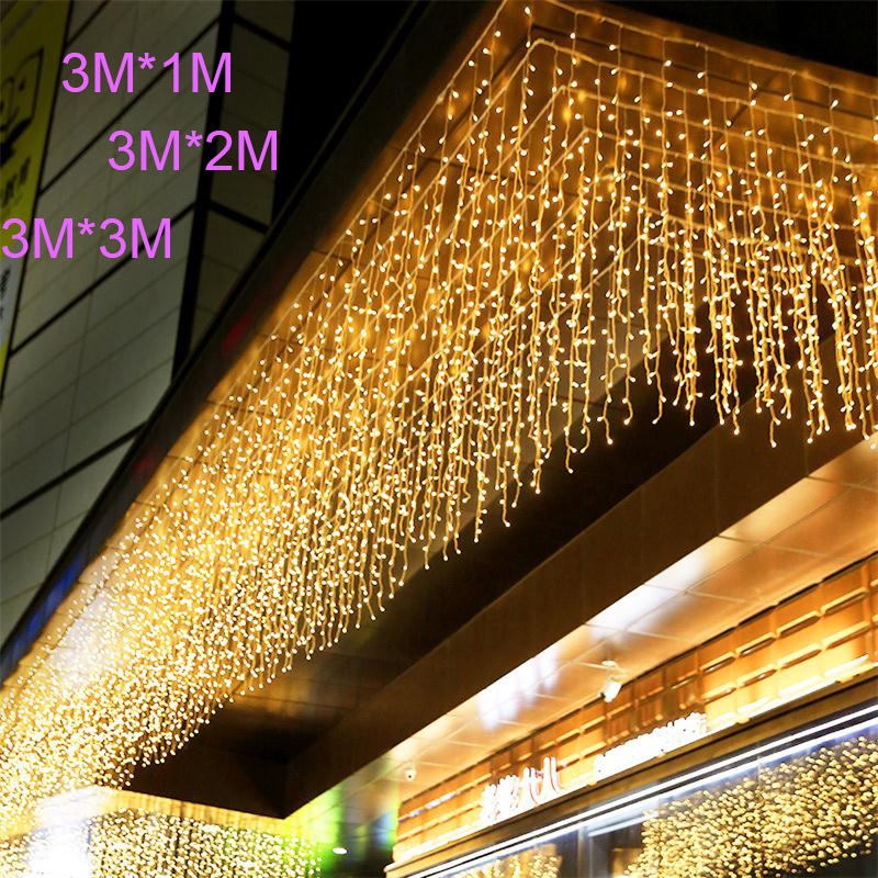 LED Christmas Light Icicle waterproof Fairy String Curtain Lights Garland Outdoor For Wedding Party Bar New Year Decor