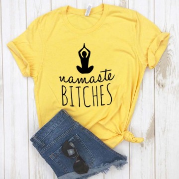 Namaste bitches yoga Women tshirt Cotton Casual Funny t shirt Gift For Lady Yong Girl Top Tee 6 Color Drop Ship S-810