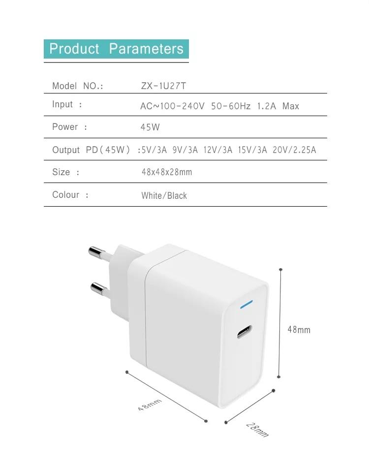 PD 45W LED Type C Wall Charger Adapter