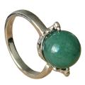 Natural Stone Rings for Women Gemstone 10mm Round Ball Adjustable Ring Crystal Charm Wedding Ring Silver Alloy Ring