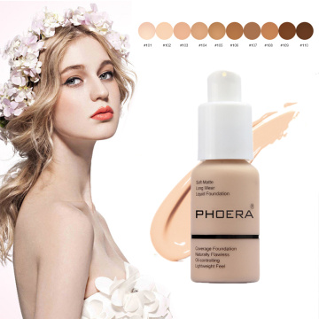 PHOERA 30ml Face Foundation Cream Base Makeup Liquid Foundation Moisturizer Oil Control Natural Long Lasting Facial Concealer