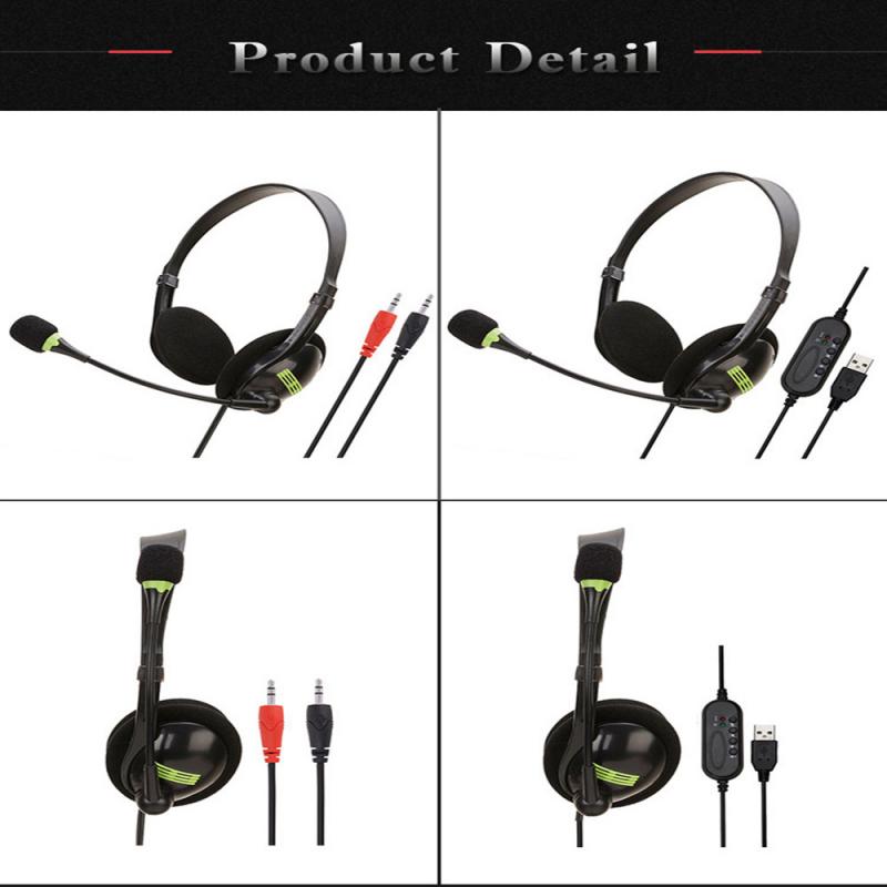 USB/3.5mm Interface Wired Stereo Headphones With Mic Head-mounted Gaming Telephone Headset Laptop Computer PC Earphone Universal