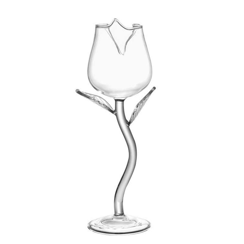 2Pcs Creative Wine Glass Rose Flower Shape Goblet Lead-Free Red Wine Cocktail Glasses Home Wedding Party Barware Drinkware Gifts