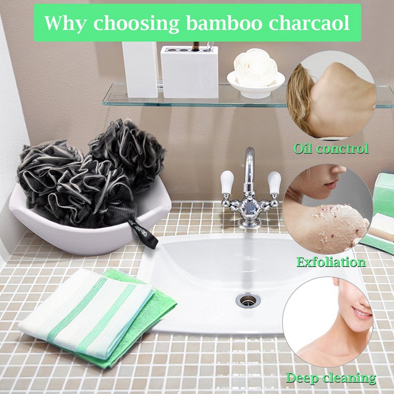 Bamboo Charcoal Bath Bubble Balls Bath Flower Spa Bath Loofah Sponge Shower Pouf Body Scrubber Ball Mesh Pouf Bath Sponge