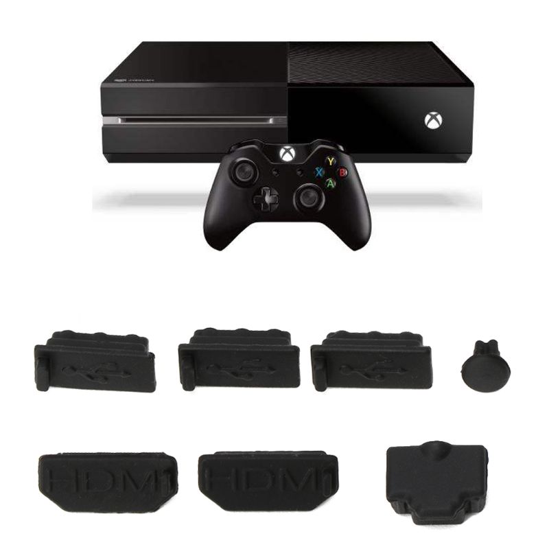 7Pcs HDMI Dust Plug Silicone Dust Proof Cover Stopper Dustproof Case Kits for XBOX-ONE X Gaming Console