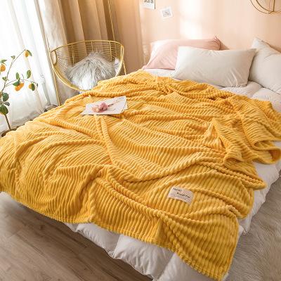 Blankets for Beds Yellow Color Soft Warm Square Flannel Blanket On the Bed Thickness Throw Blanket