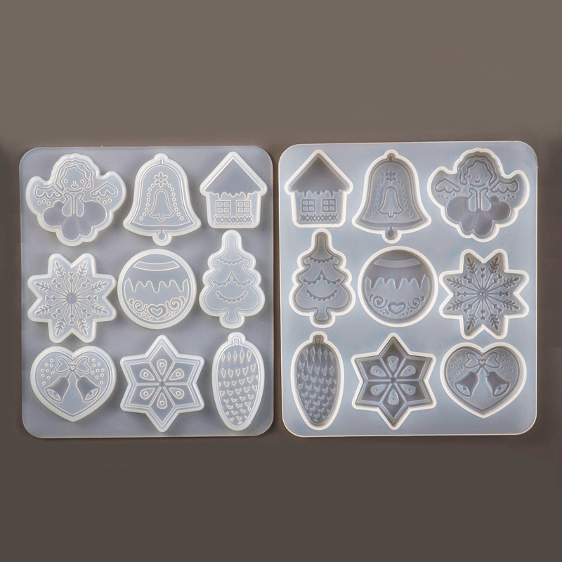 Christmas Bell Snowflake Elk Pendant Keychain Silicone Mold for Uv Epoxy Resin Moulds Jewelry Making Diy Pendant Jewelry