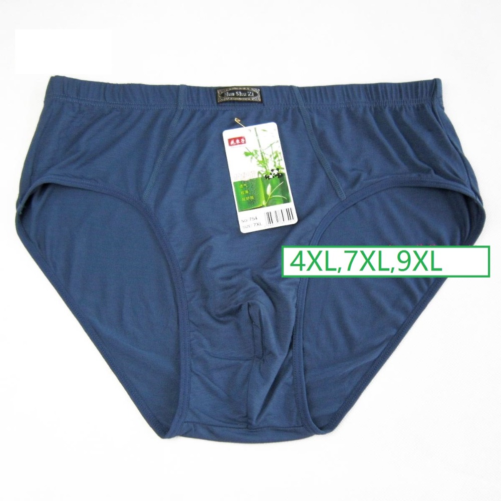 4XL,7XL,9XL Solid Briefs Mens Underwear Male panties Bamboo fiber comfortable breathable underwears 4pcs/lot