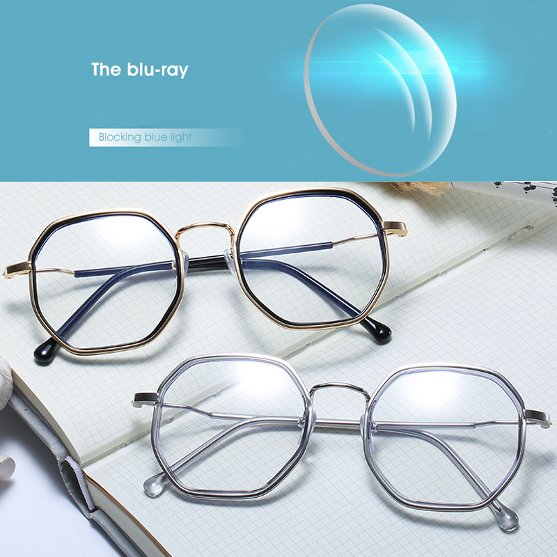 iboode 2020 New Finished Myopia Glasses Women Men Vintage Polygon Anti Blue Light Nearsighted Eyeglasses -1 -1.5 -2 -2.5 -3 -3.5
