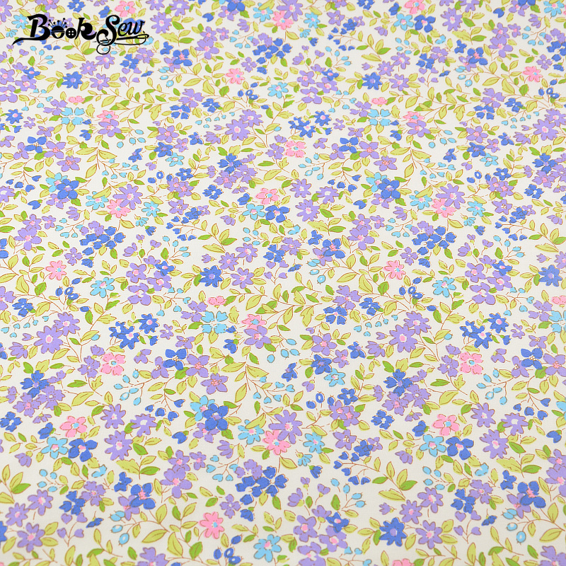 100% Cotton Twill Fabric Purple and Blue Flower Pattern Home Textile Quilting Fabric Tissue Swing Bedding Garment Dolls