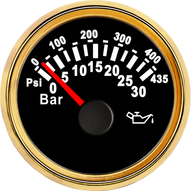 52mm Oil Pressure Gauge Waterproof LCD Meters For Auto Marine Car Truck Boat Vessel Yacht RV 9-32V with red backlight 2 Inch