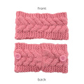 Fashion bow winter wool knit warm women headbands with buttons girl turban outdoor sports headwear hair ribbons hair accessories