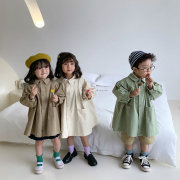 Children's Jacket 2020 Spring and Autumn New Cotton Loose Pleated Foreign Style Korean Style Top Solid Color Girls Jacket