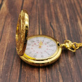 Classic Vintage Gold Quartz Pocket Watch Chain Roman Numerals Unisex Hollow Case Vintage Pendant Necklace Women Men Gifts