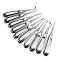 10Pcs Stainless Steel Dental Luxating Lift Elevator Teeth Clareador Curved Root Hexagon Handle Dentist Surgical Instrument Tool