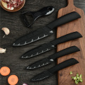 New Ceramic Knife Set 3, 4, 5, 6 Inch Paring Utility Slicing Chef Kitchen Knife One Black Blade Peeler Accessories Black Handle