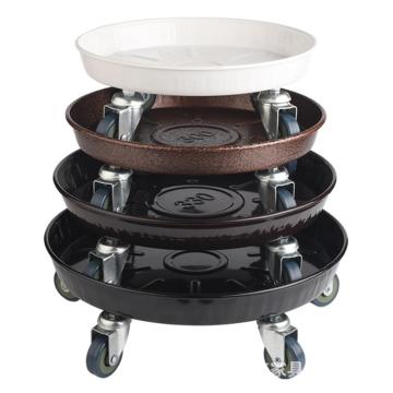 Metal Round Flower Pot Tray/Universal Wheels Heavy Duty Flowers Pot Mover Trolley Plate Stand Holder For Balcony Living Room