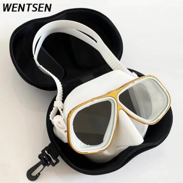 2021 New Free Diving mask Gold rimmed glasses Ultra low volume Snorkeling goggles for scuba dive for adults free breath diving