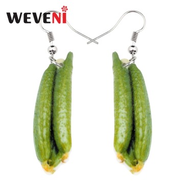 WEVENI Acrylic Fresh Cucumber Earrings New Long Dangle Drop Anime Fashion Vegetable Jewelry For Women Girls Bijoux Female Gift