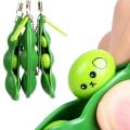 Kawaii Squishy Peas In A Pod Keyring Edamame Keychain Cute Mochi Bean Fidget Toy Cute Fun Key Chain Ring Gift Squeeze Toys