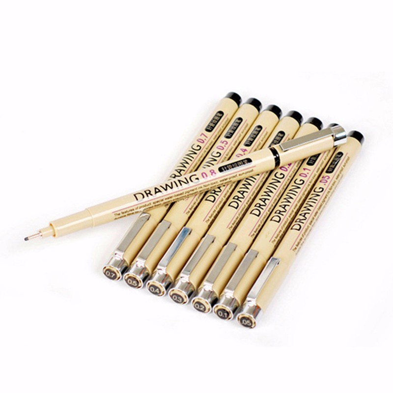1 PC The Best Quality Black Technical Graphic Fine Line Drawing Pen Sketch Ink Marker Pens 0.05-0.8mm For Hook Line Painting Pen
