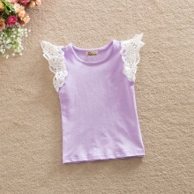 Summer Infant Kids Cotton T-Shirt Baby Girls Princess Lace Sleeve Tops