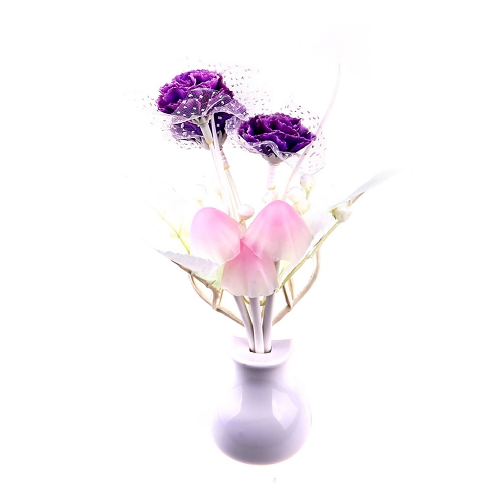 Dark automatic bright US plug LED Novelty light Mushroom Lilac Flower light sensor night lamp Home decoration Romantic light