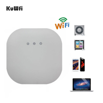 KuWFi 300Mbps Indoor Ceiling Wireless WiFi Access Point AP Wi-Fi Repeater Extender Router 48V POE Power Adapter
