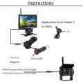 Podofo 7" HD 12V 24V Wireless TFT LCD Vehicle Backup Rear View Camera Monitor Car Charger For Trucks Bus RV Trailer Excavator