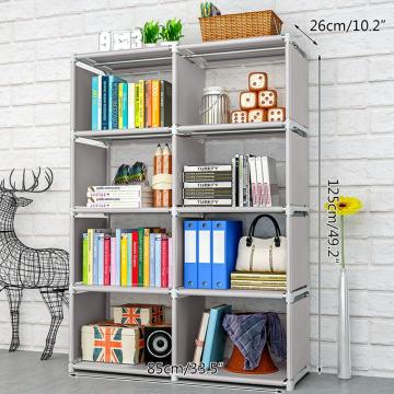 5 Tier 8 Cube Simple Bookshelf Stainless Steel Easy Moving Assembled kid Shelf Bookcase forCreative Modern Small Home Decoration