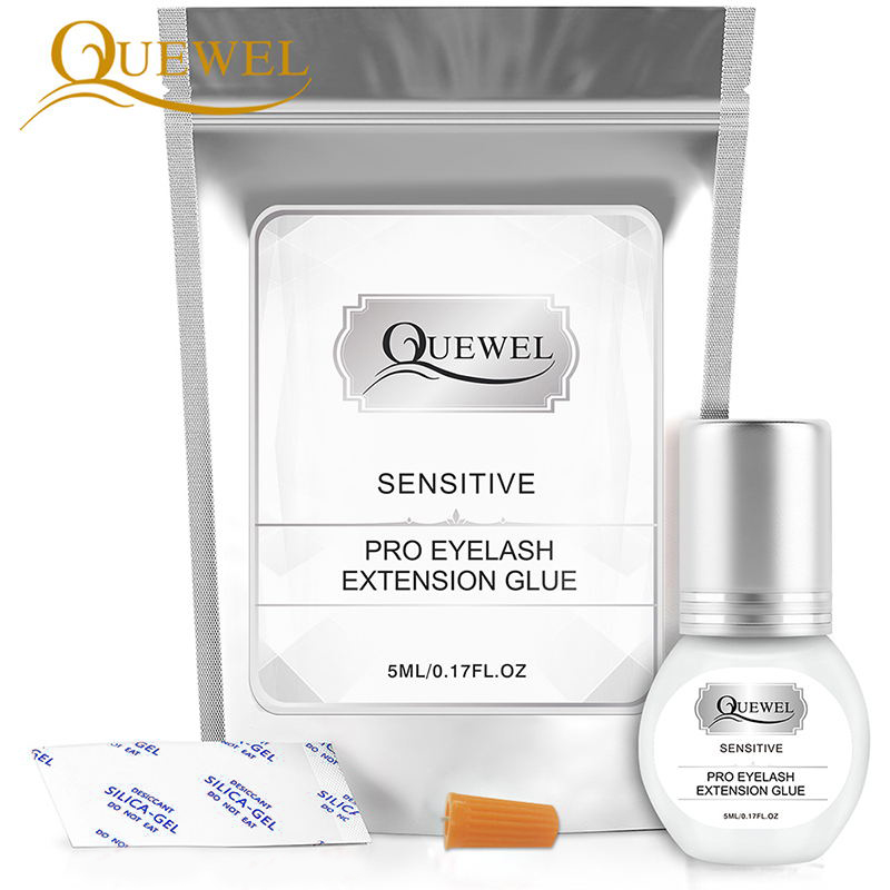 Quewel Eyelash Extension Glue 5ml/Bottle Lash Ultra Super Glue 1-2 s Dry Time Individual Lashes Adhesive Retention 7-8 Weeks