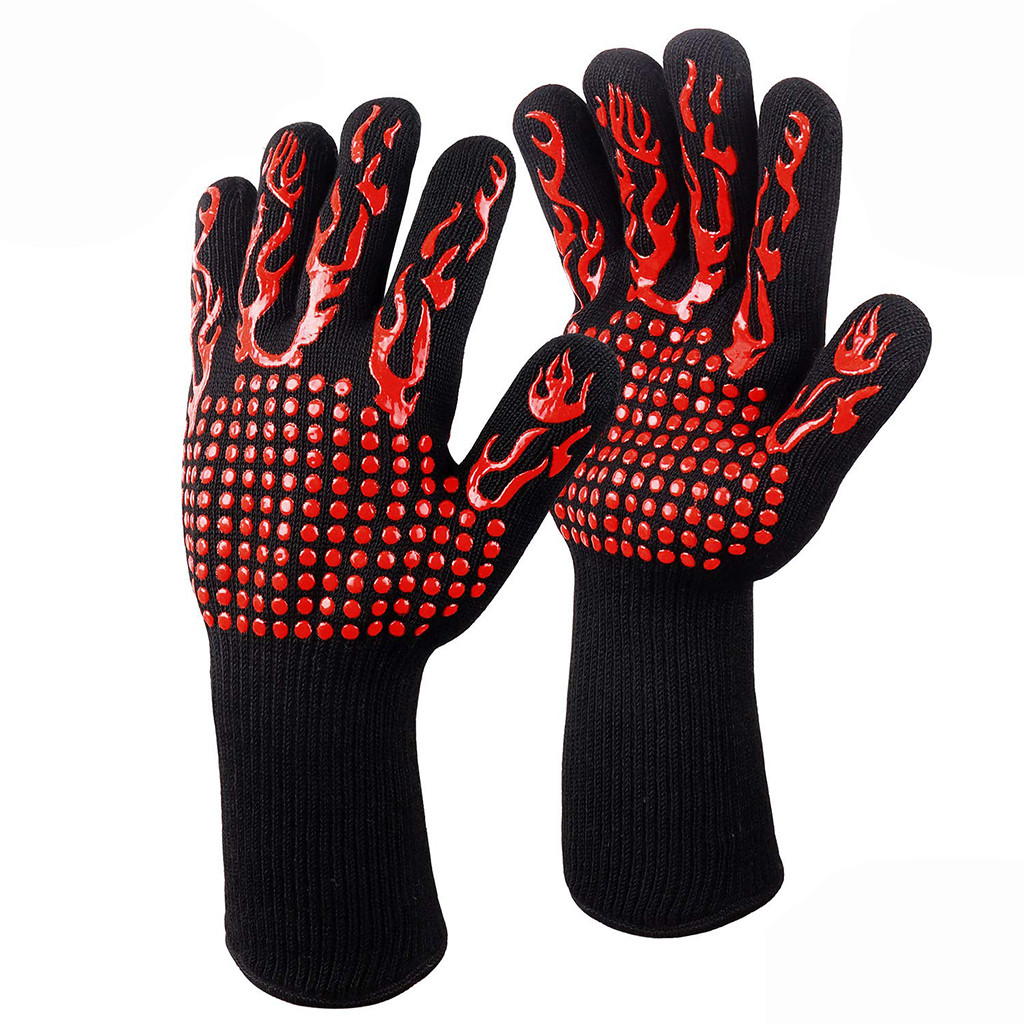 1pair Barbecue Gloves BBQ Gloves Kitchen Oven Mitts Baking Glove Extreme Heat Resistant Multi-Purpose Grilling Cook Gloves #LR1