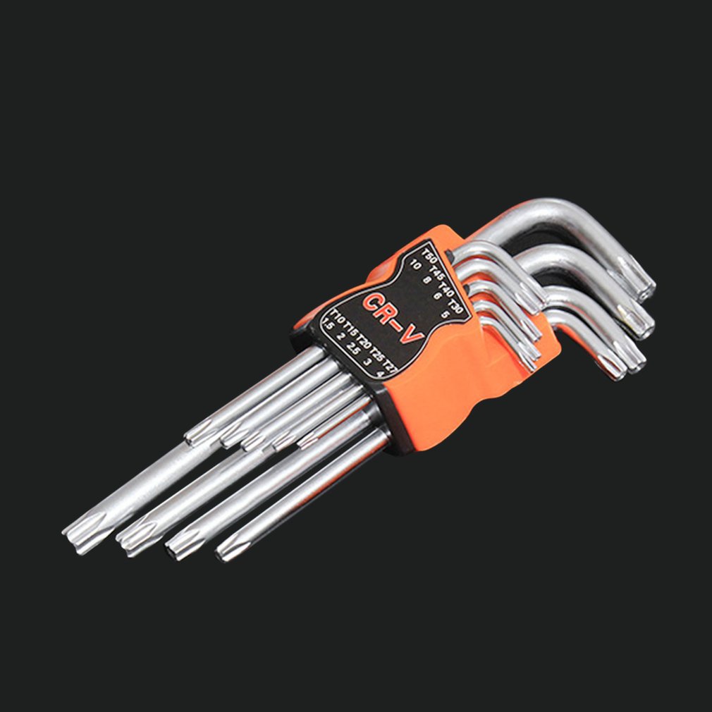 9 Pcs Plum Star Hex Key Wrench Sets Torx L Shape Repair Tool Screwdriver Tool Set CR-V Steel Torque Spanner