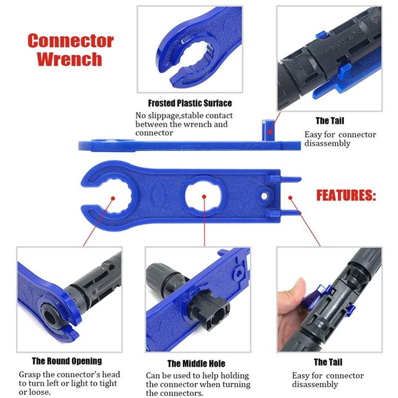 Solar Connectors Crimper Tool Kit for 10/11/12/13 AWG Solar Panel Wire Solar Panels Male Female Connector Spanner Assembly Tools