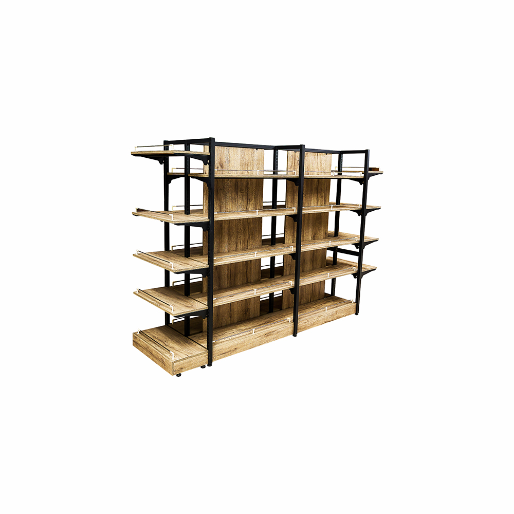 steel and wood shelves