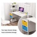 Upgraded Computer Laptop Desk 120cm Modern Style Computer Desk with 4 Tiers Bookshelf for Home Office Studying Living Room